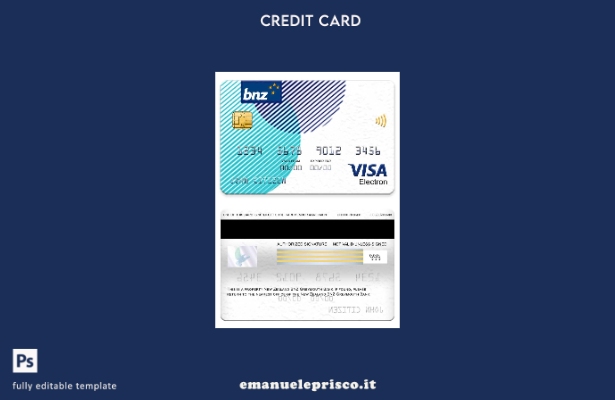 modello di carta elettronica visto Nuova Zelanda BNZ Greymouth Bank in stile ver